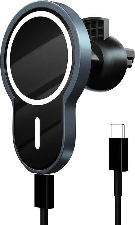 Wave magneettinen Qi-latausteline autoon, musta (15 W)