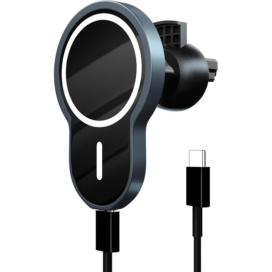 Wave magneettinen Qi-latausteline autoon, musta (15 W), Wireless Charger, Schwarz