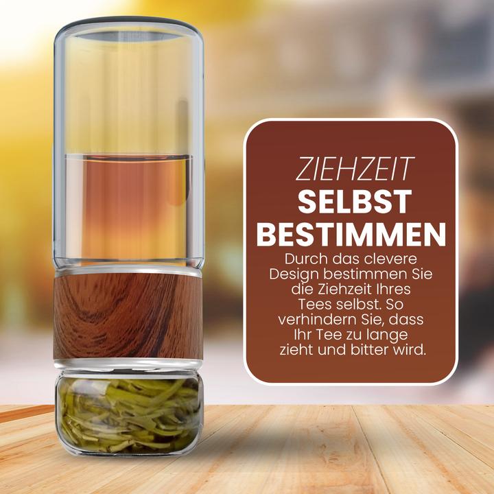 Image du produit Gewürzladen Näfels Drehbare Teeflasche aus hitzebeständigem Glas mit Teefilter - to go (0.24 l)