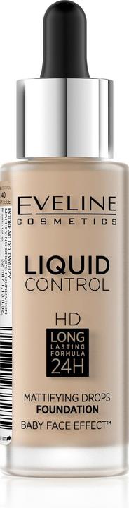 Eveline Liquid Control HD Mattifying Drops Foundation mattierende Gesichtsgrundierung 040 Warm Beige (040 Warm Beige)
