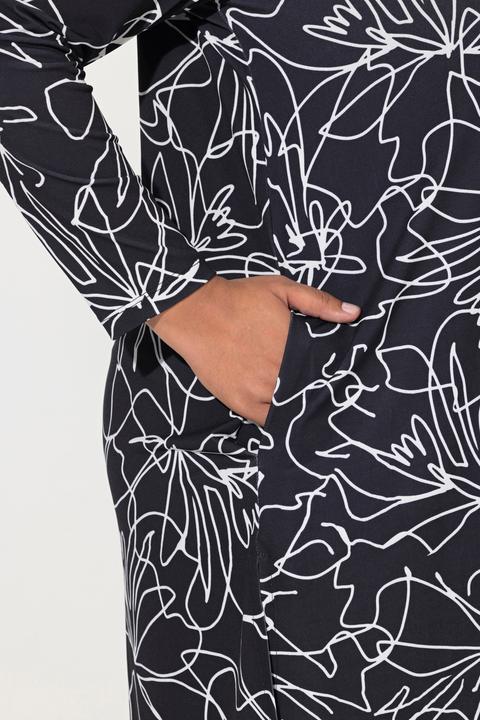 Actual product image Ulla Popken Matte Jersey Flower Silhouette Open Shape Jacket (50, 52)