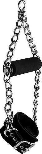 Image du produit XR Brands Poignets de suspension en cuir Nubuck doublés de fourrure avec grip