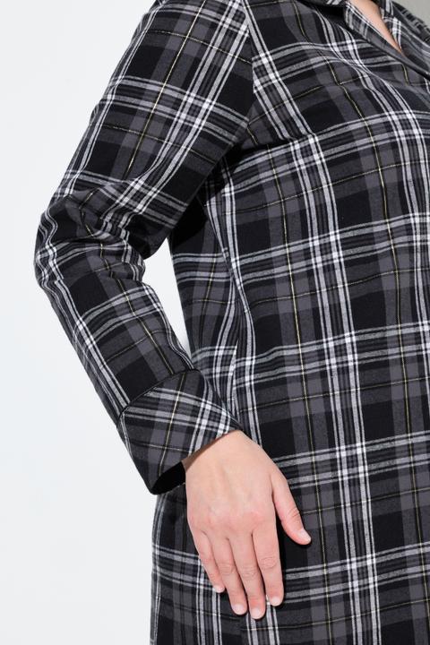 Immagine prodotto Ulla Popken Camicia da notte in flanella a quadri con revers e maniche lunghe (62)