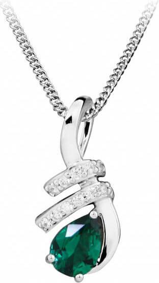 Produktbild Silver Cat Fashion necklace with zircons and emerald glass SC379