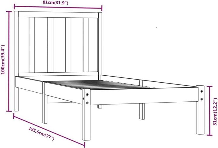Actual product image vidaXL Bettrahmen (75 x 190 cm)