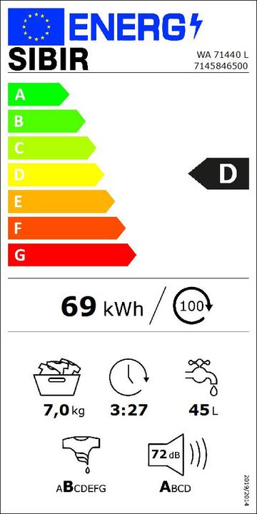 Energie-Label Sibir WA 71440 L (7 kg, Links)
