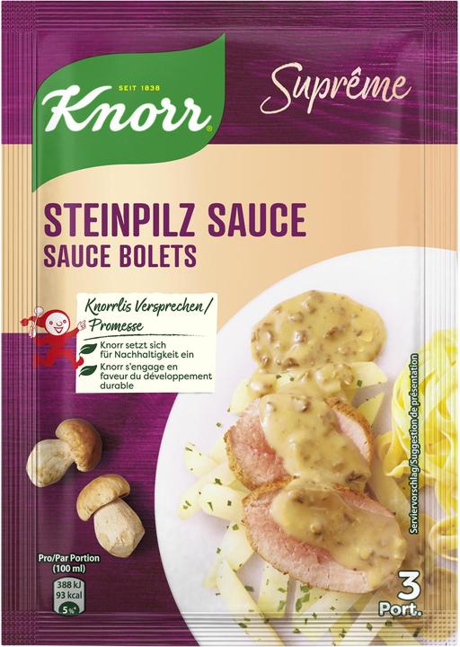 Actual product image Knorr Suprême porcini mushroom sauce sachet, finest porcini mushrooms ready sauce ideal for meat dishes (34 g)