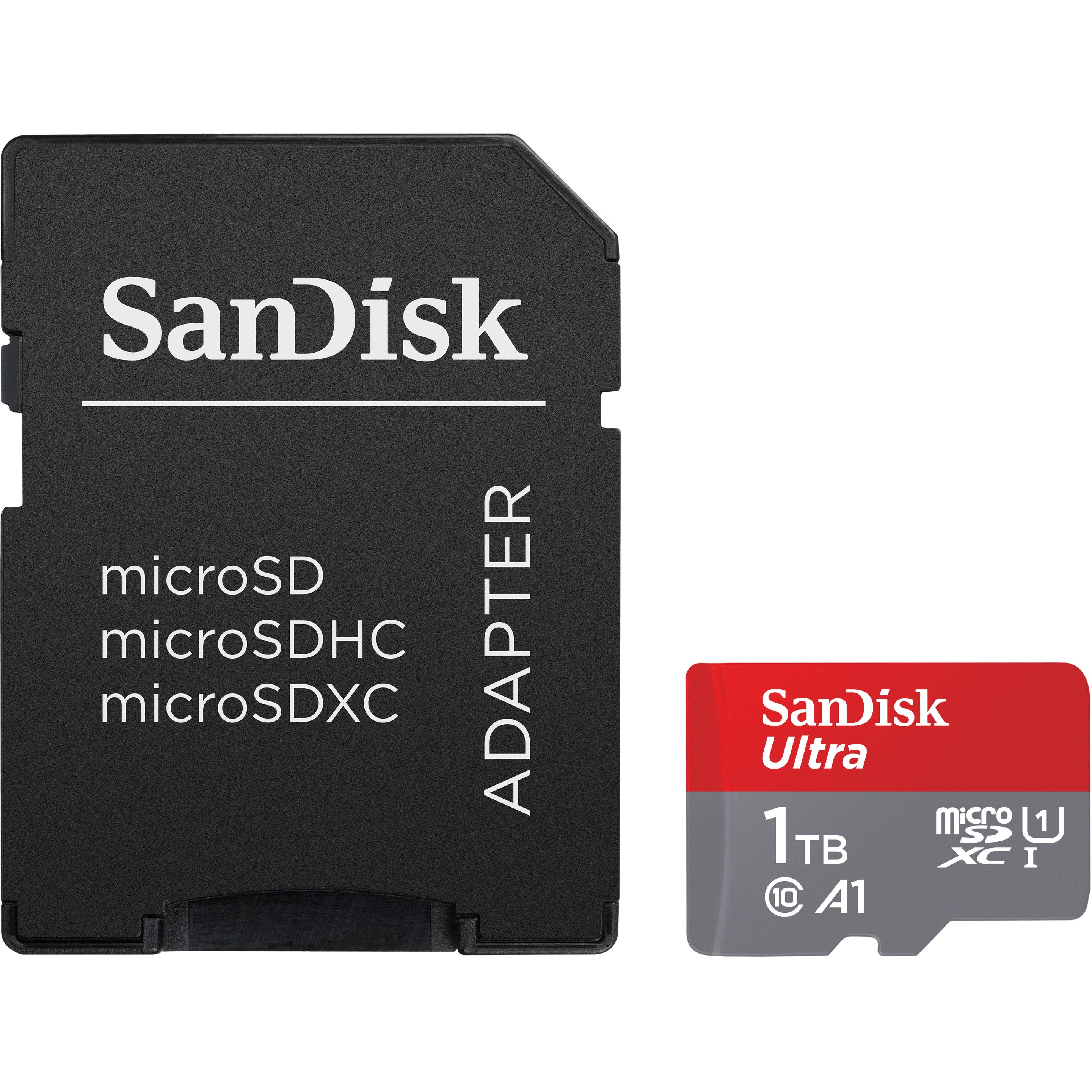 Thumbnail - SanDisk Ultra mit Adapter (1000 GB, microSDXC, U1, UHS-I), Speicherkarte, Grau, Rot