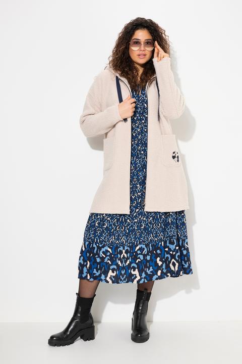Immagine prodotto Ulla Popken Giacca lunga in teddy con cuore, taglio oversize e cappuccio (54)