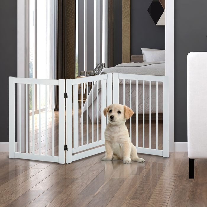 Immagine prodotto Swisshandel24 Recinto di sbarramento in legno Recinto di protezione per cani indipendente Recinto per cani (1.50 cm)