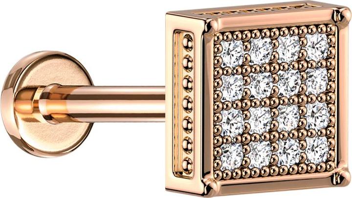 Immagine prodotto Star Piercing Micro Labret filo interno rosato quadrato con cristalli argento (senza ottone, Titanio)