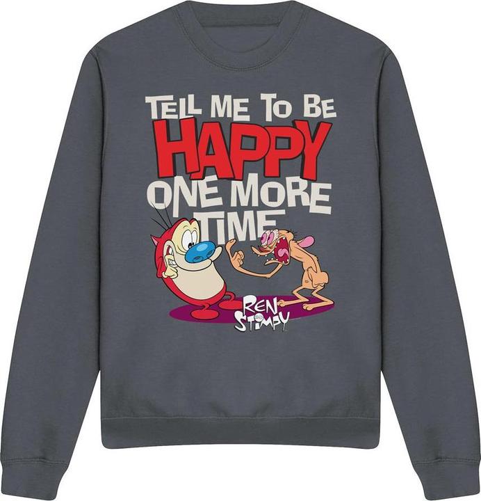Actual product image Ren & Stimpy Unisex Adult Tell Me To Be Happy Sweatshirt (S)