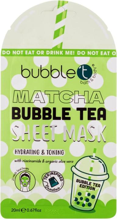Produktbild Bubble T Face sheet mask in Matcha with Aloe Vera & Niacinamide 20ml (20 ml)