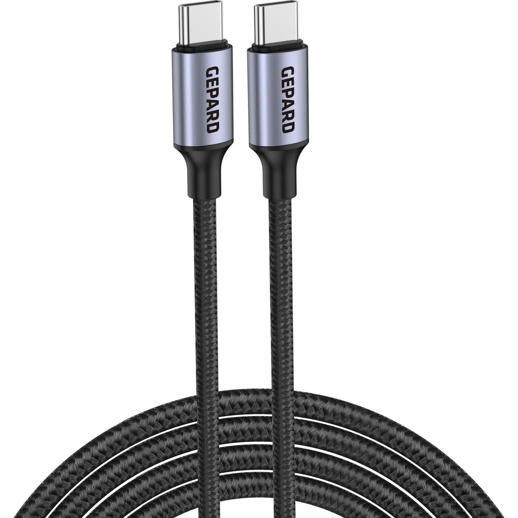 Gepard USB-C - USB-C Kabel 60W Metallkopf 2m (2 m, 60 W), Cavo USB