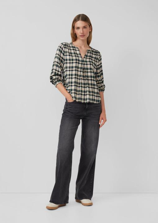 Immagine prodotto s.Oliver Bluse Karo-Bluse mit Faltendetail und elastischen Ärmelbündchen (48)