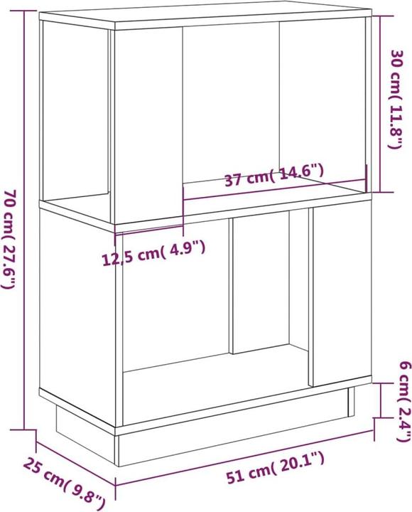 Produktbild vidaXL Bücherregal (51 x 25 x 70 cm)
