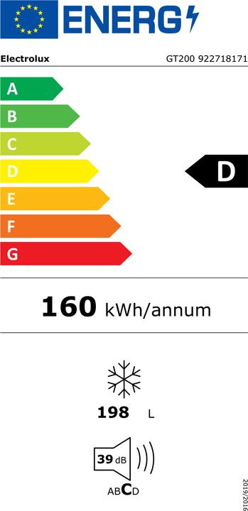 Energie-Label Electrolux GT200 (Freistehend, 198 l)