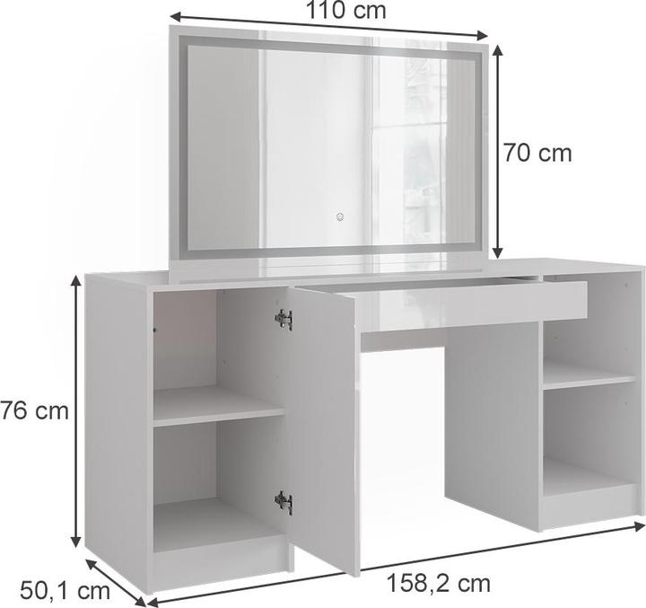 Produktbild Vicco Sherry mit LED-Spiegel (158.20 x 50.10 x 76 cm)