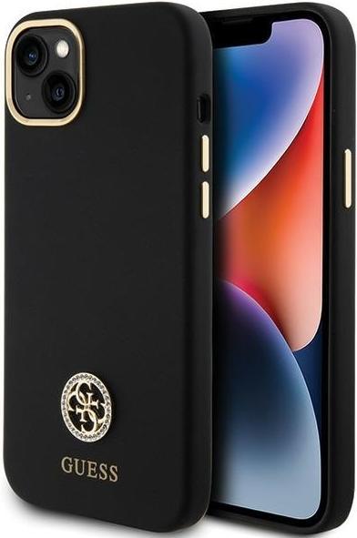 Actual product image Guess GUHCP15M4DGPK iPhone 15 Plus 6.7" czarny/black hardcase Silicone Logo Strass 4G (Apple iPhone 15 Plus, Apple iPhone 14 Plus)