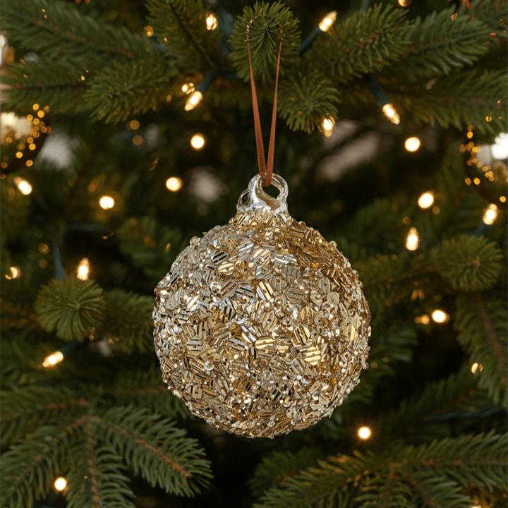 Actual product image Mon Chouchou Weihnachtskugel Glas Pailletten Ø8cm gold