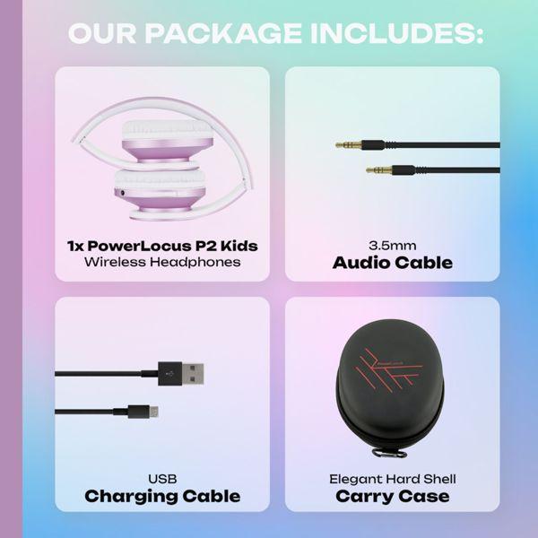 Produktbild PowerLocus Wireless Headphones for kids P2 (pink-white)