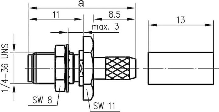 Produktbild Telegärtner SMA-Kabeleinbaubuchse Crimp G07 C0803, Z27, G07 (RG-316/U), Gold (Standard)