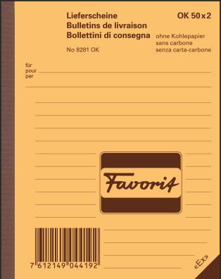 Produktbild Favorit Durchschreibebuch Lieferscheine mit Selbstdurchschreibepapier (100x)