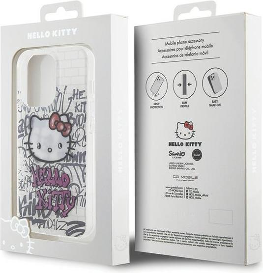 Produktbild Hello Kitty HKHCP15LHDGPHT iPhone 15 Pro 6.1" biały/white hardcase IML Kitty On Bricks Graffiti (Apple iPhone 15 Pro)