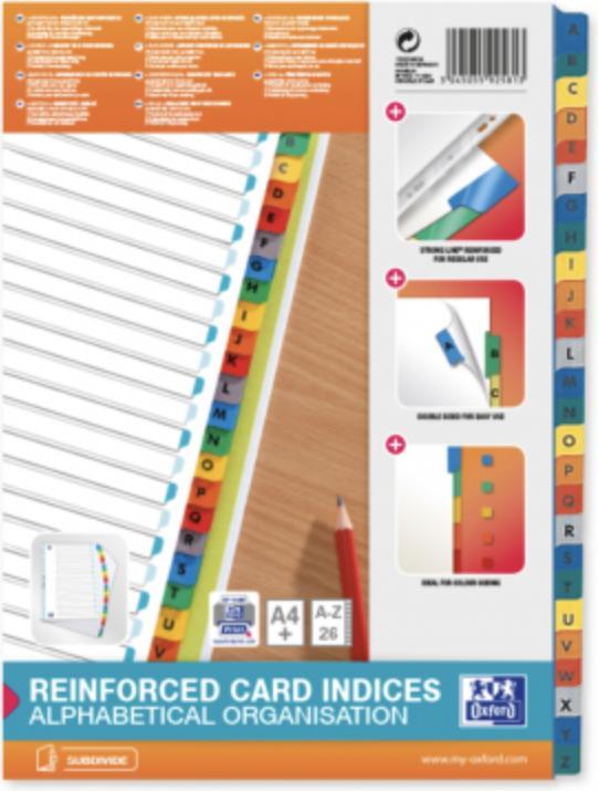 Produktbild Elba Mylar-Kartonregister A-Z, ohne "ST"-"SCH", 26-teilig, DIN A4, extra breit, Maße: (B)230 x