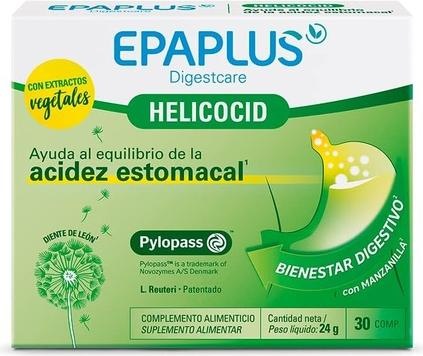 Actual product image Epaplus Digestcare Helicocid Hat 30 Tablets Helps Balance Heartburn and Digestive Well-being with Ch