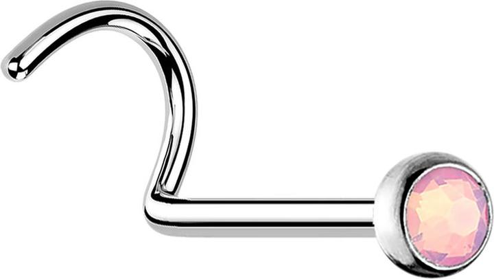 Produktbild Star Piercing Nasenstecker gebogen silber mit Opal pink (ohne Messing, Chirurgenstahl 316L)