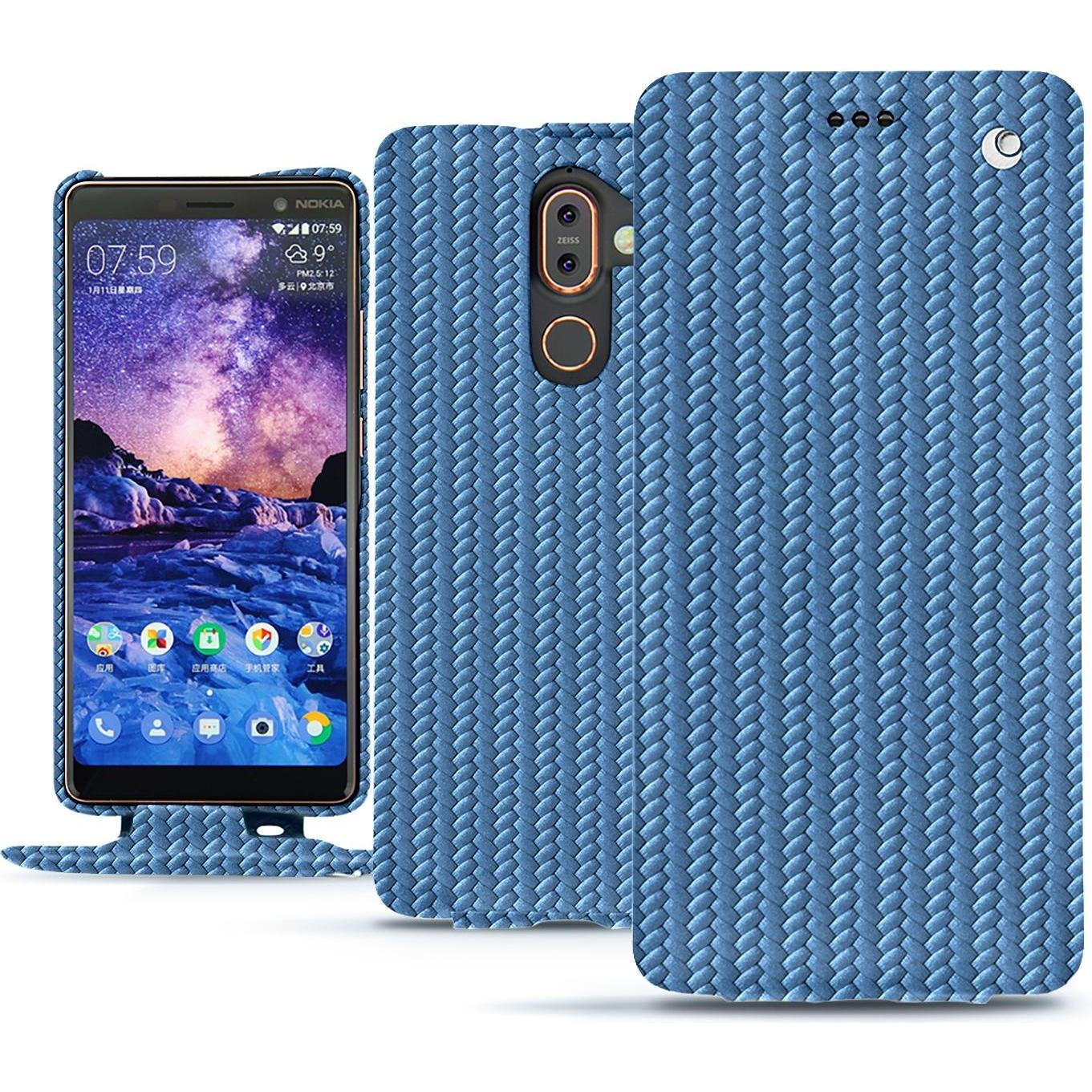 Noreve Lederschutzhülle vertikal (Apple iPhone 7 Plus), Smartphone Hülle, Blau