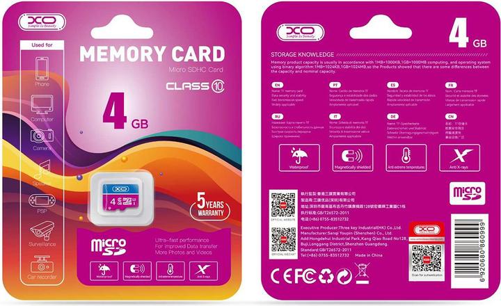 Immagine prodotto xO memory card 4GB microSDHC cl. 10 (4 GB, microSDHC, UHS-I)