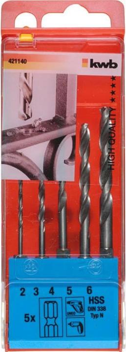 Actual product image kwb Twist drill set 5 pieces (2 mm, 3 mm, 4 mm, 5 mm, 6 mm)