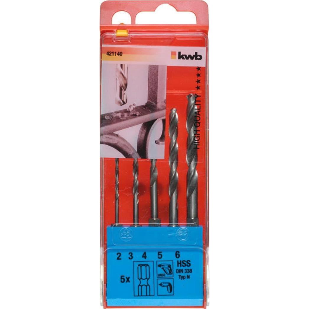 Thumbnail - kwb, Bohrereinsatz, Spiralbohrer Set 5-teilig (2 mm, 3 mm, 4 mm, 5 mm, 6 mm)