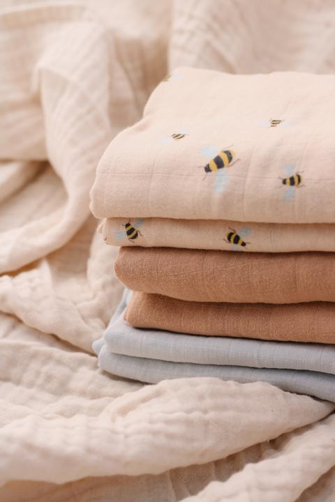 Immagine prodotto Copenhagen Vanilla - Muslins 6 Pack - Honeybee, Oyster Grey, Oak, Blue - 70 x 70 cm (MUSL8123) (70 cm, 70 cm)