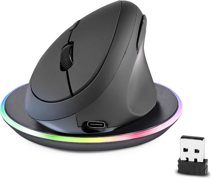 Actual product image Perixx Wireless Duo-Rechargeable Ergonomic Vertical Mouse With Charging pad (Wireless)