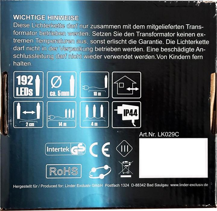 Actual product image Mojawo 192 Cracker fairy lights LEDs indoor and outdoor warm white (12 m)