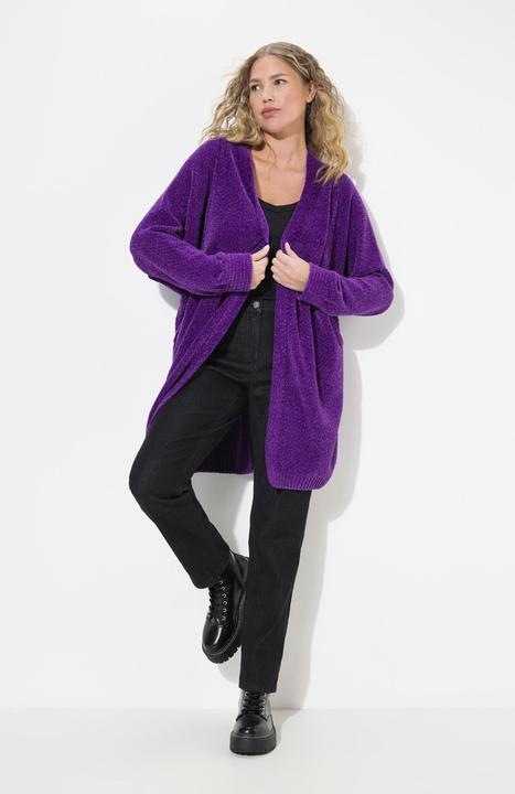 Produktbild Ulla Popken Chenille-Strickjacke, Oversized, V-Ausschnitt, offene Form (56)