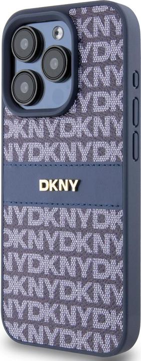 Actual product image DKNY PU Leather Repeat Pattern Tonal Stripe Case for iPhone 15 Pro Blue (Apple iPhone 15 Pro)