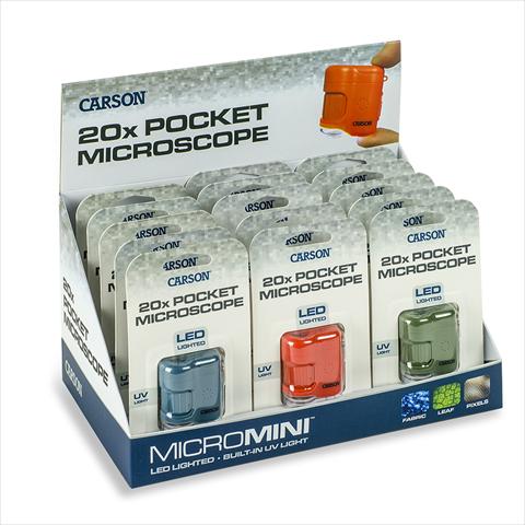 Immagine prodotto Carson Microscopio tascabile MicroMini 20x con UV e LED, display da 15 pezzi