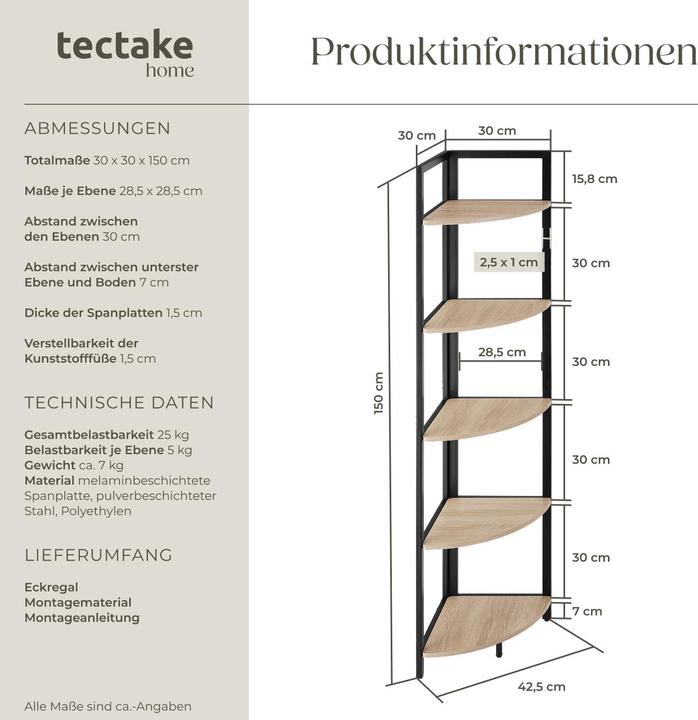Immagine prodotto tectake Castlebar (30 x 30 x 150 cm)