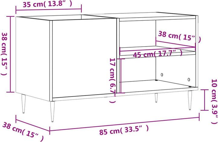 Immagine prodotto vidaXL Plattenschrank Grau Sonoma 85x38x48 cm Holzwerkstoff