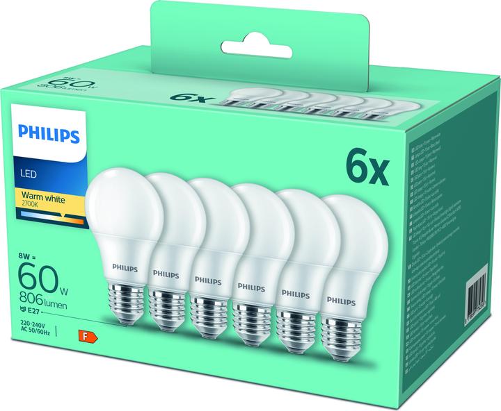 Immagine prodotto Philips Lampada (E27, 8 W, 806 lm, 6 x, F)