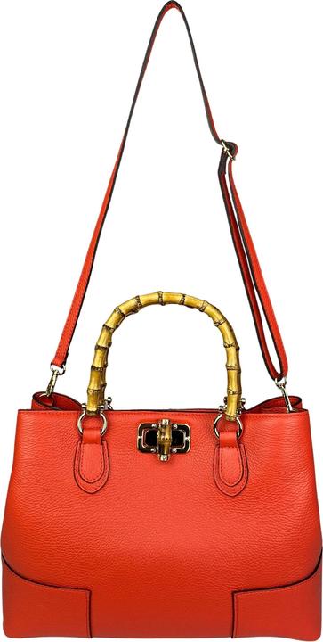 Produktbild Only-Bags.Store Lederhandtaschen, Bambus Henkel Tasche, Echtes Leder Handtaschen, handgefertigte Leder Tasche