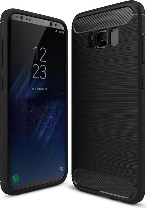 Produktbild König Design Hülle Handy Schutz für Samsung Galaxy S8 Case Cover Etuis Carbon Optik Schwarz (Samsung Galaxy S8+)
