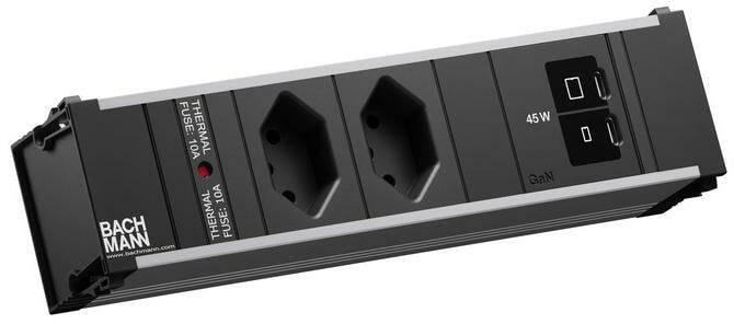 Produktbild Bachmann Einbausteckerleiste CONI S 2xT13 1xUSB C/C 45W 0.2m (2x, Typ 13, USB-C)