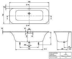 Productafbeelding Villeroy & Boch V&B EBW LOOP & VRIENDEN SQUARE DUO R-dek1700x750mm Steenwit (170 cm, 75 cm)
