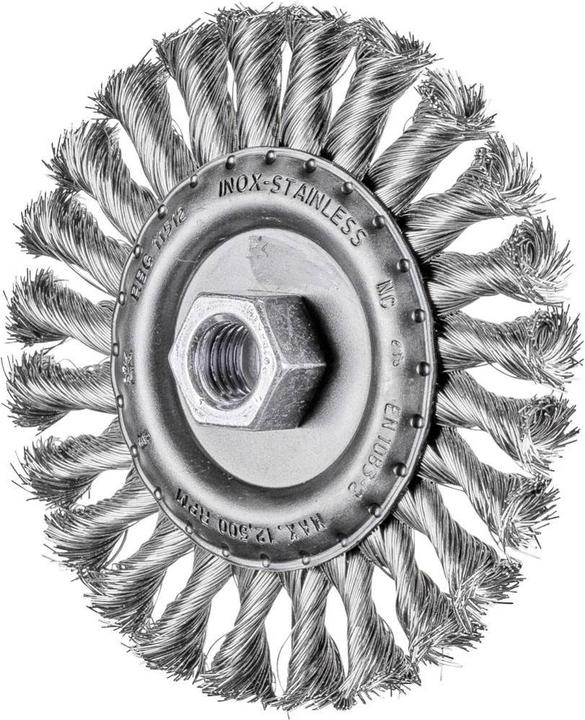 Pferd Brosse ronde torsadée RBG Ø 115 x 12 mm M14 acier inoxydable fil 0,35 pour meuleuse d'angle 1 pce