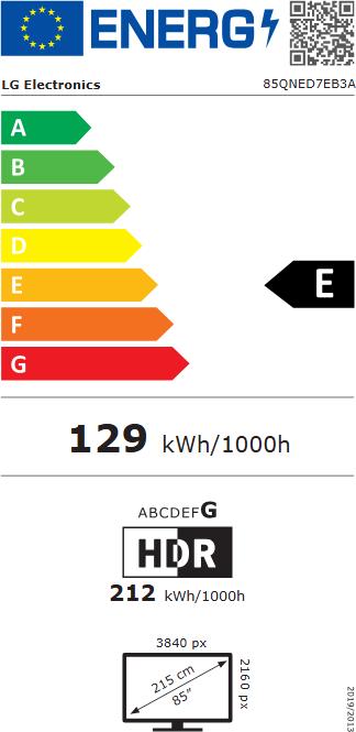 Etichetta energetica LG 85QNED7EB3A (85", QNED7EB, QNED, 2026, CH)